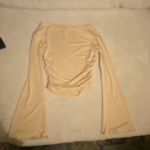 Cream Off-Shoulder Long Sleeve Top